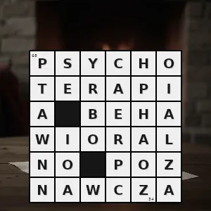 Hasło krzyżówkowe psychoterapia nastawiona na zmianę myślenia i zachowania - psychoterapia behawioralno-poznawcza – rozwiązanie, synonimy, podpowiedzi i definicje krzyżówkowe